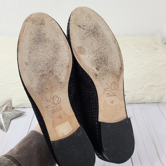 Joan Oloff ballet flats black textured leather 42 - Picture 8 of 9